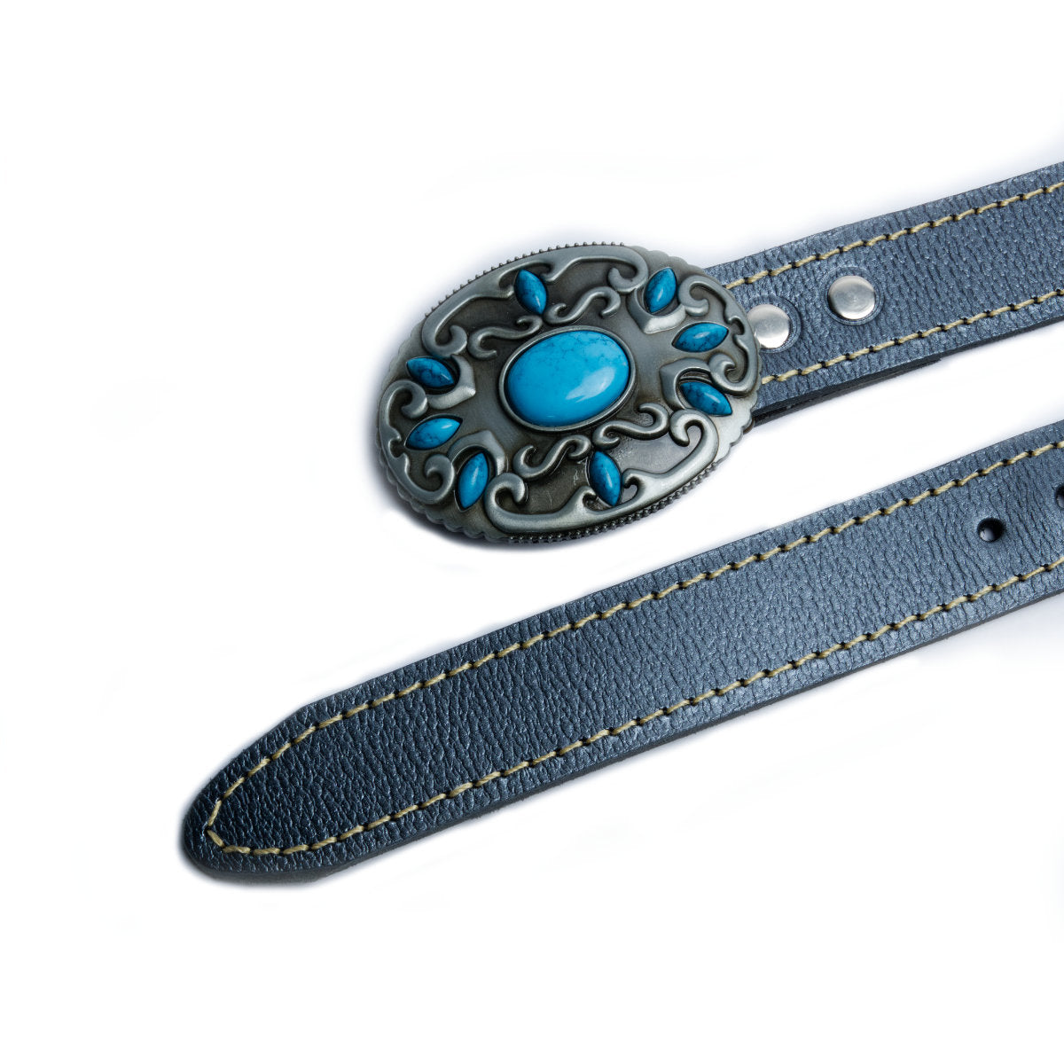 Cinturón gris con hebilla de piedras calipso