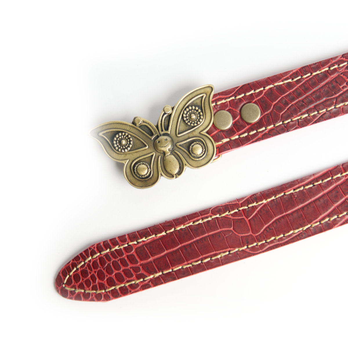 Cinturón rojo con mariposa mujer