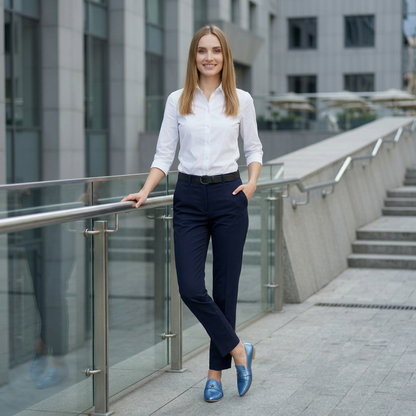 Mocasín azul metálico mujer