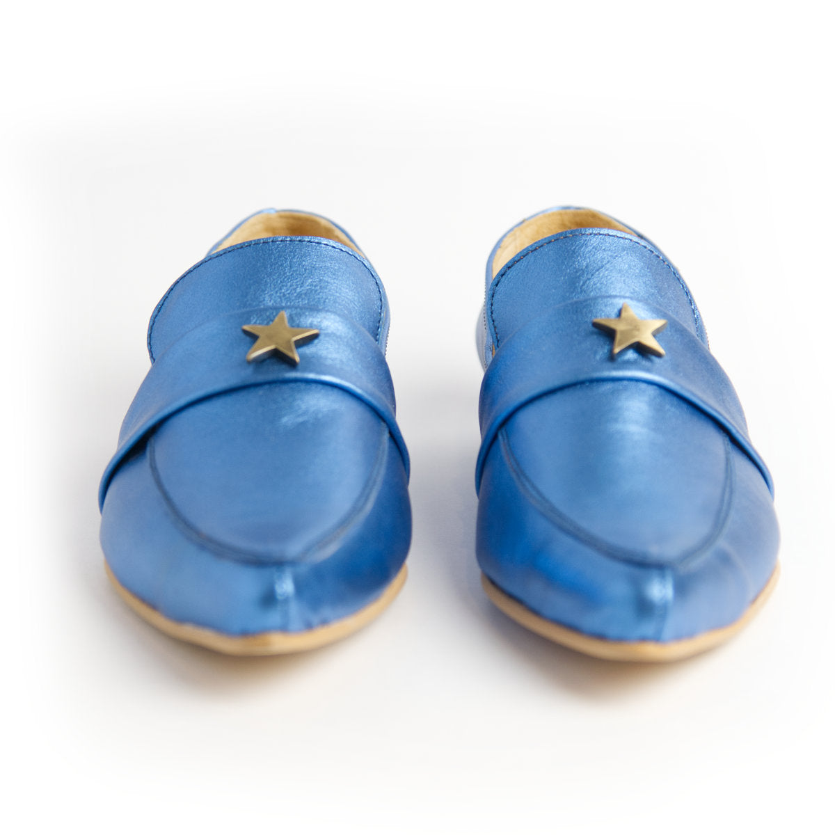 Mocasín azul metálico mujer
