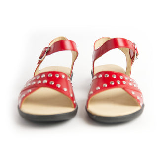 Sandalia roja Mujer con tachas
