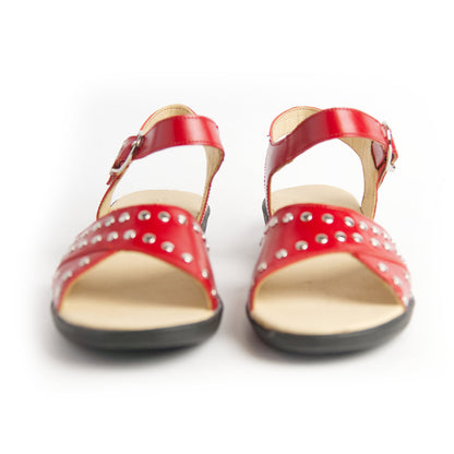 Sandalia roja Mujer con tachas