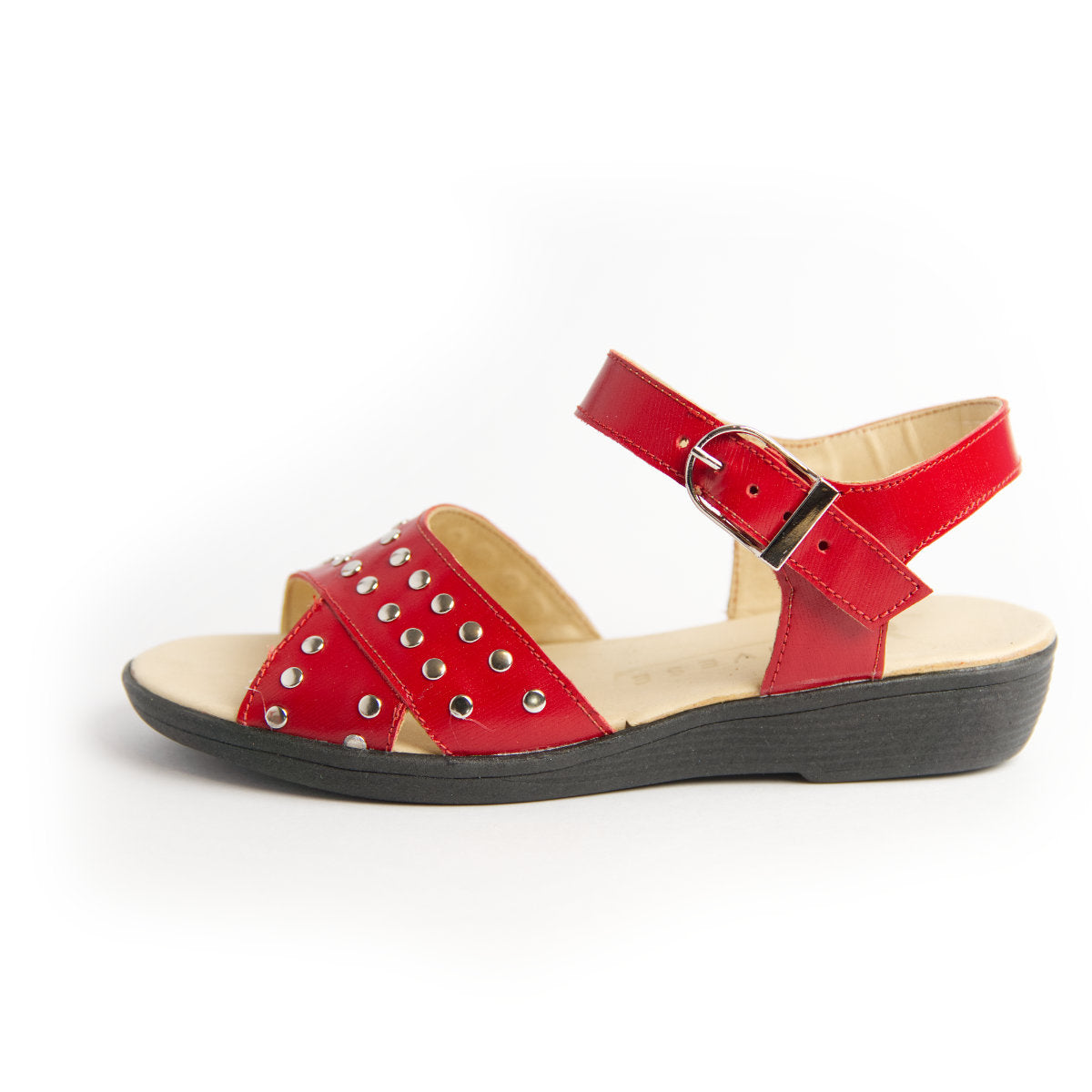 Sandalia roja Mujer con tachas