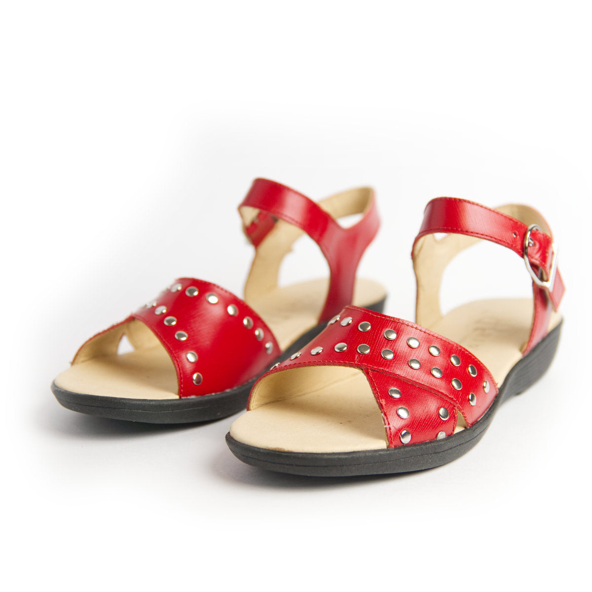 Sandalia roja Mujer con tachas